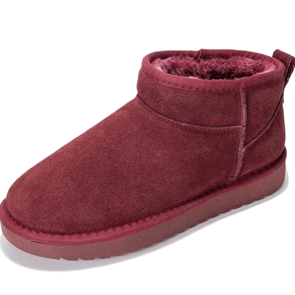 Proiect Cloud 100% Genuine Leather Ankle Boots for WomBurgundy Suede Ankle Boots